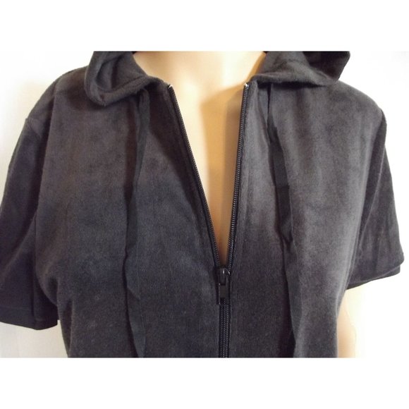 Variations Hoodie Womens Small Dark Charcoal Gray Black Terry Zip Jacket pockets - Picture 2 of 8